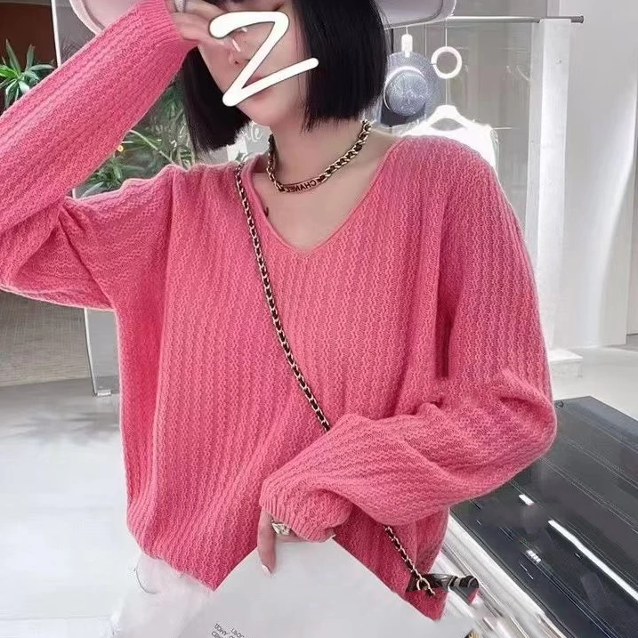 休闲风女森系轻职风春款大码毛衣长袖慵懒风ins秋冬春游设计感