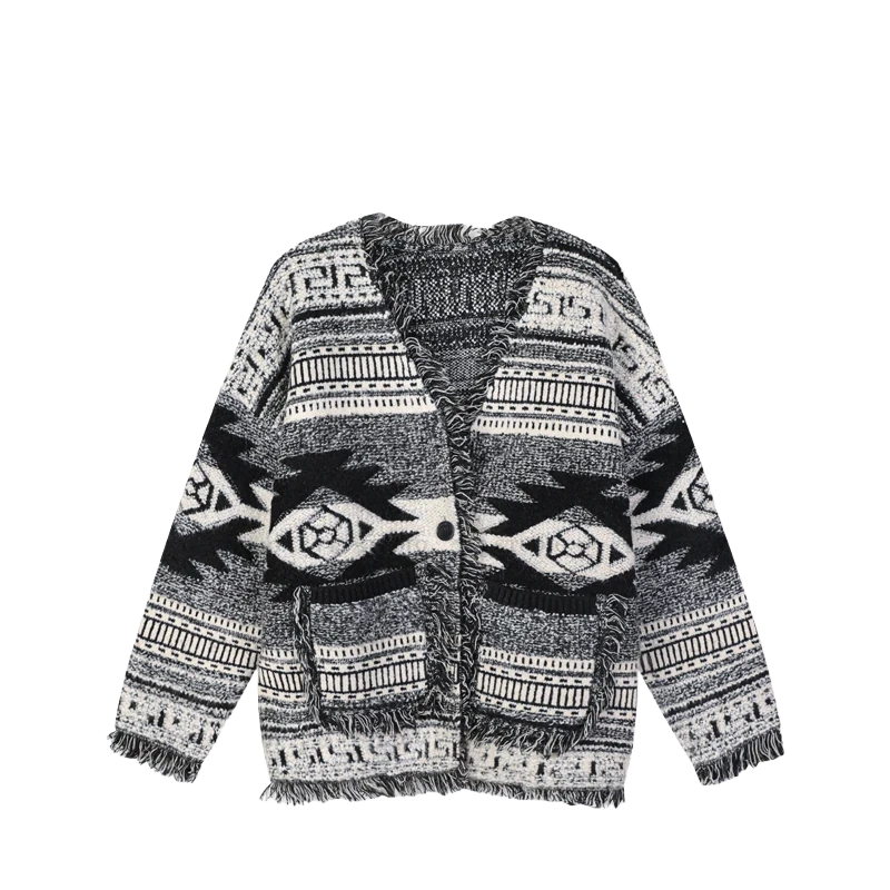 秋冬款小香厚款流苏边毛衣针织轻奢开衫长袖休闲外套