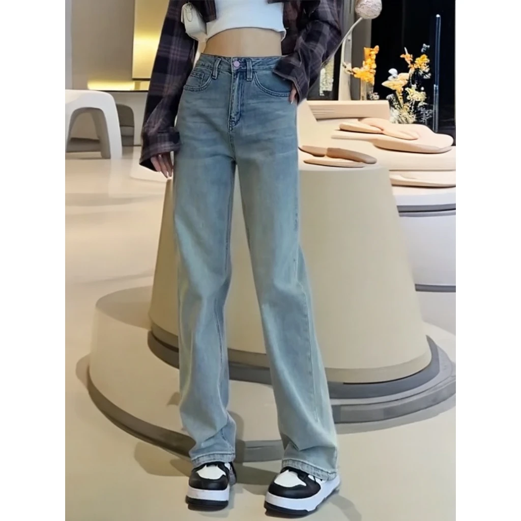 天丝阔腿牛仔裤女2025年新款爆款夏季薄款小个子高腰直筒裤子