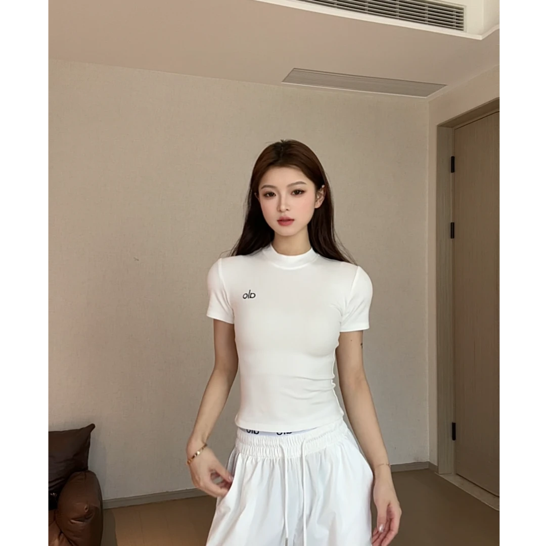 由子衣舍/Youzi Atelierv运动性感紧身夏季甜酷短款刺绣字母T恤