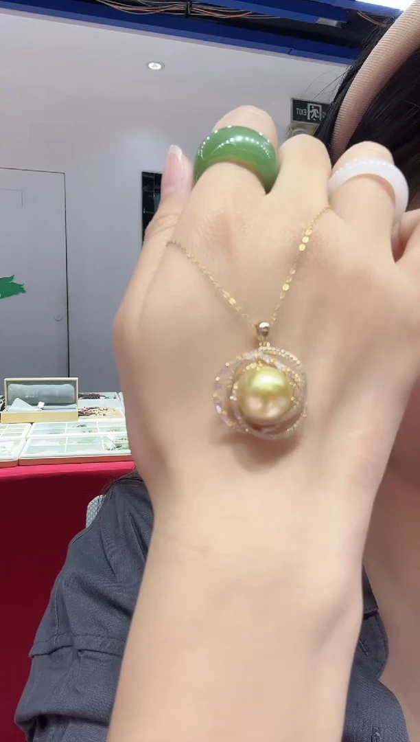 【闪购商品】海水珍珠颈饰银S925镶嵌GSJ6025南洋金珠海水吊坠