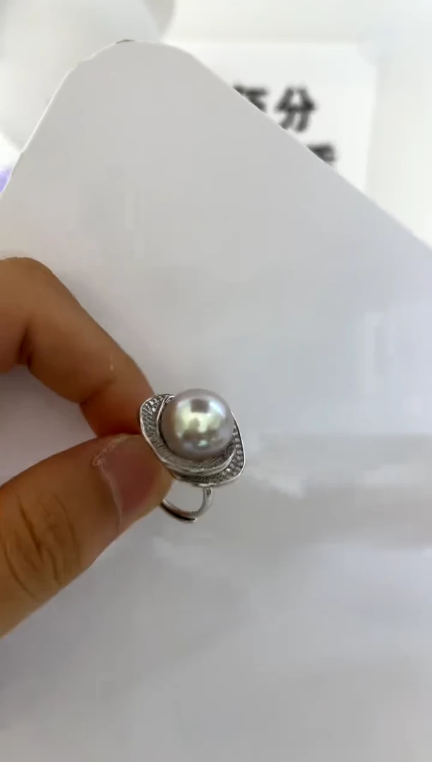 银S925镶嵌戒指淡水珍珠12-13