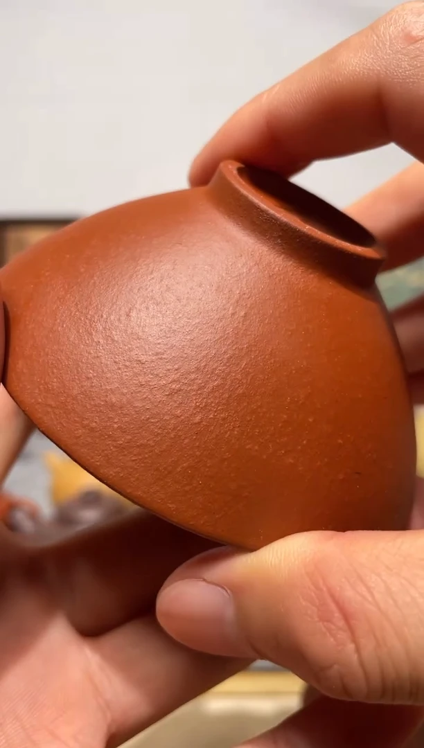 茶壶紫砂小煤窑红泥半手工斗笠杯