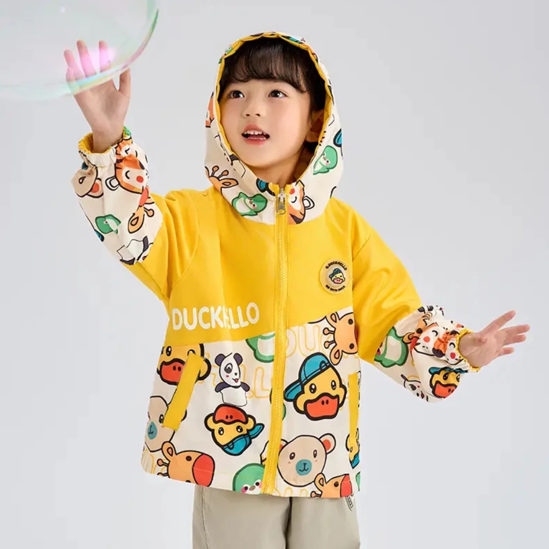 【撤柜清仓】儿童外套亮灯春秋款小丫鸭两面穿男女冲锋衣