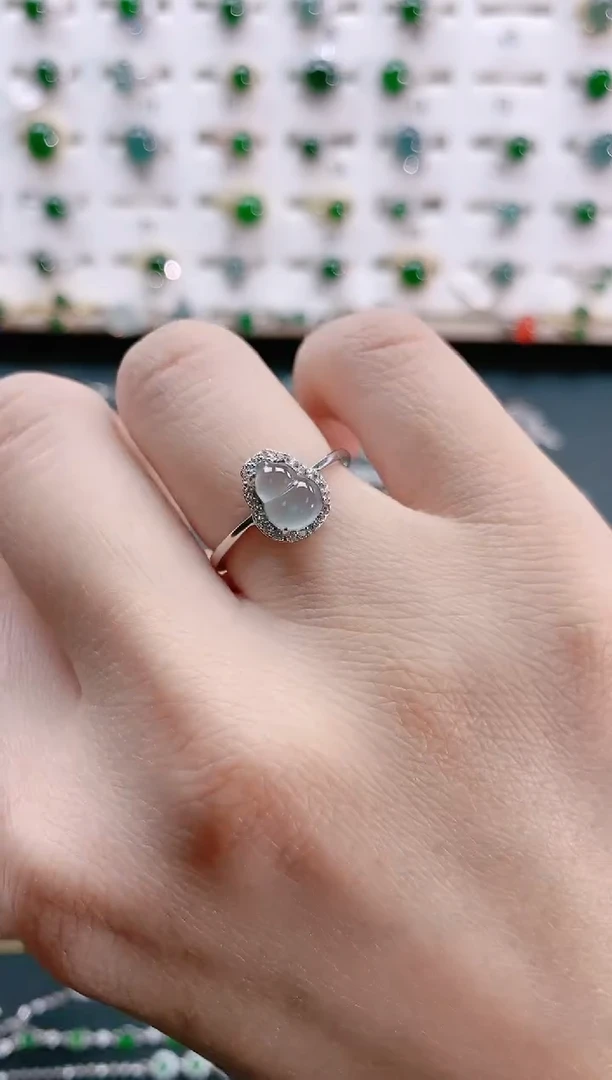 【闪购商品】翡翠戒指银S925镶嵌天然翡翠