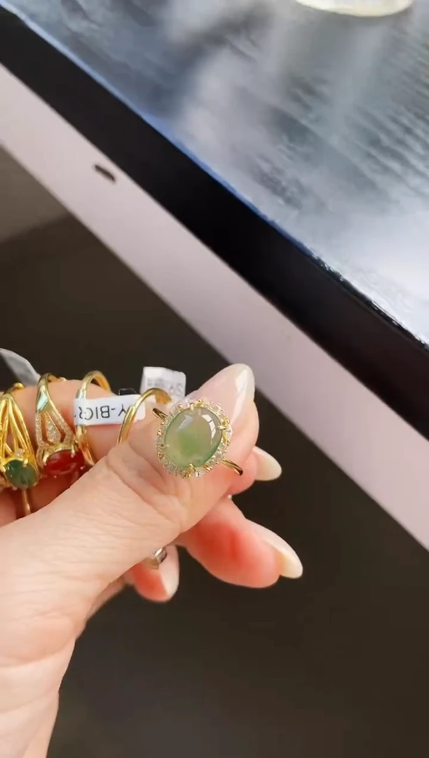 银S925镶嵌戒指翡翠12