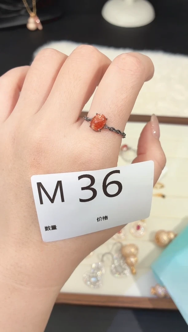 银S925镶嵌戒指长石多样性发一M36