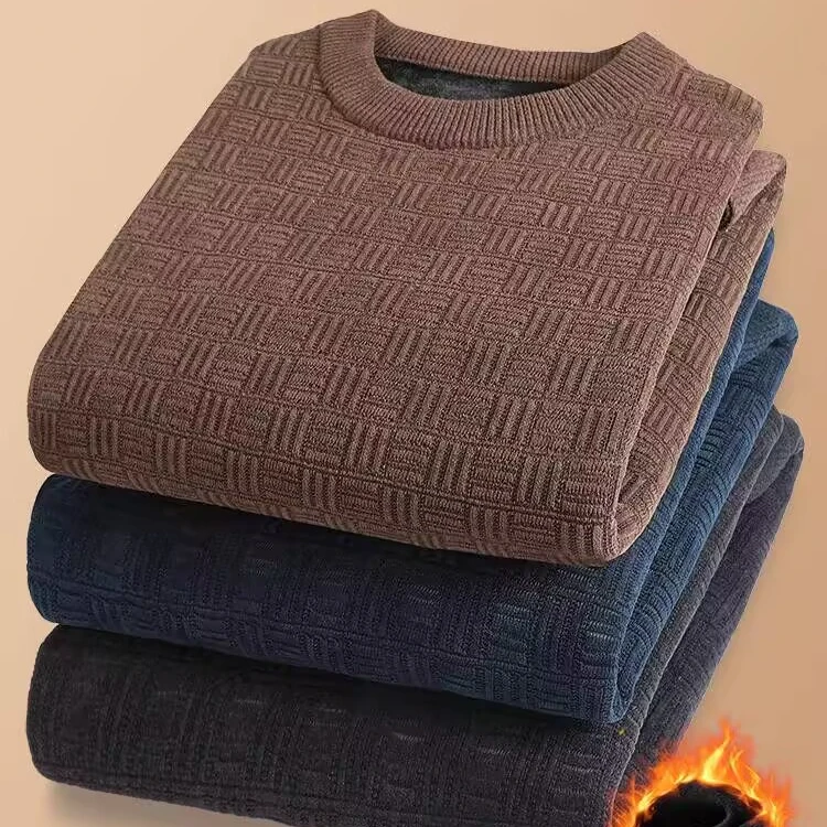 401-450中老年男装针织衫男士长袖加绒加厚保暖秋冬冬季套头