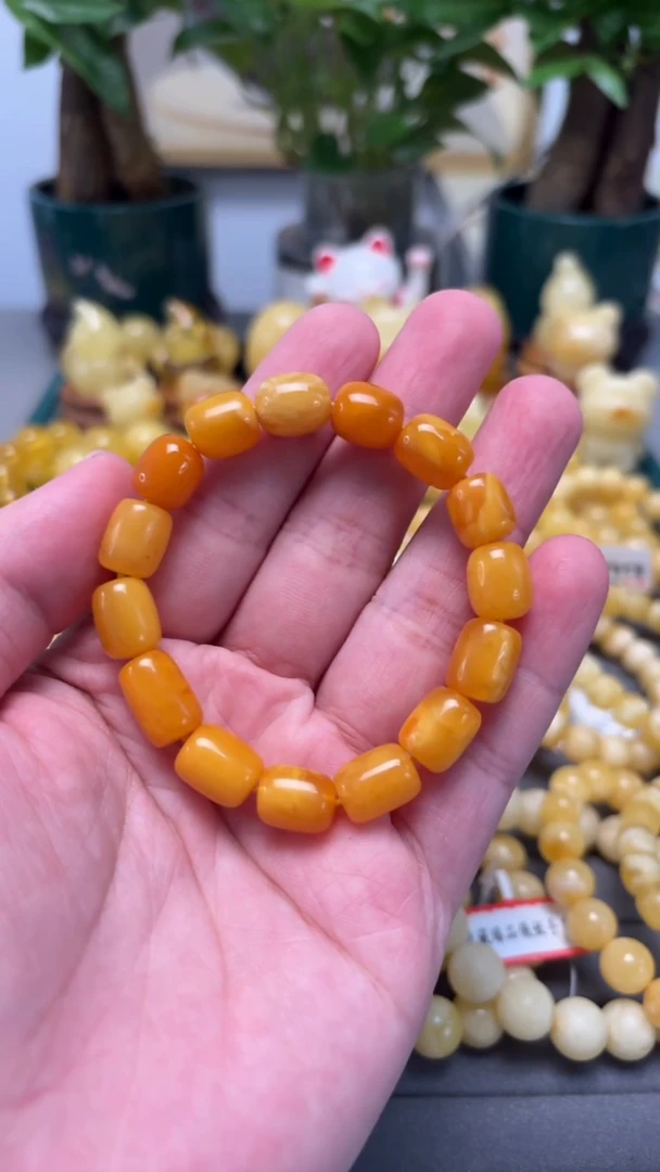 手串琥珀未镶嵌p5特价小年份桶珠手串 11.18克 9+mm