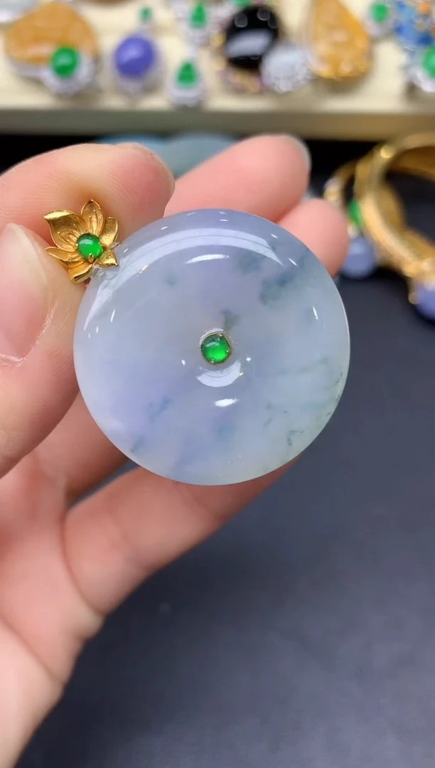 颈饰18K金镶嵌翡翠48-雪姐翡翠天天见