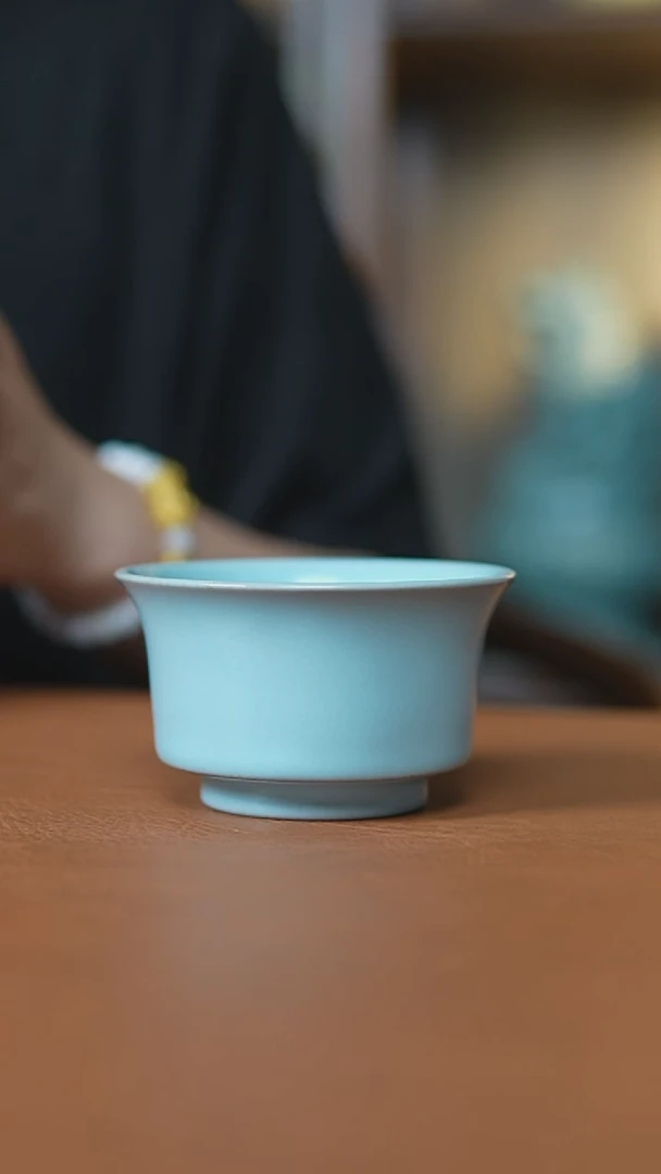 杯仿古宋臻釉矮马蹄杯瑕