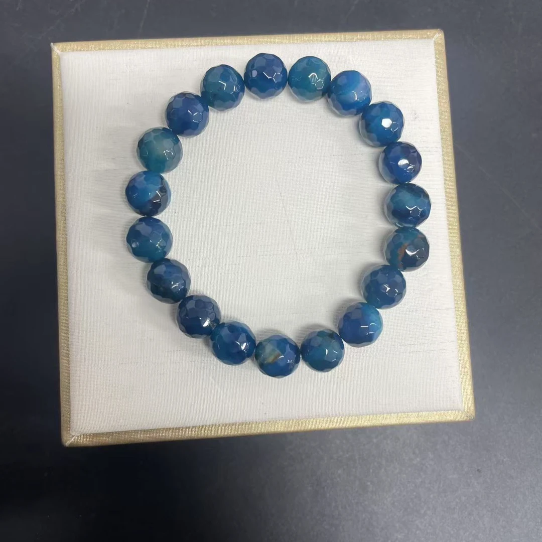 【小杰推荐】冰川蓝纹刻面圆珠手链（多样性发其一）10656