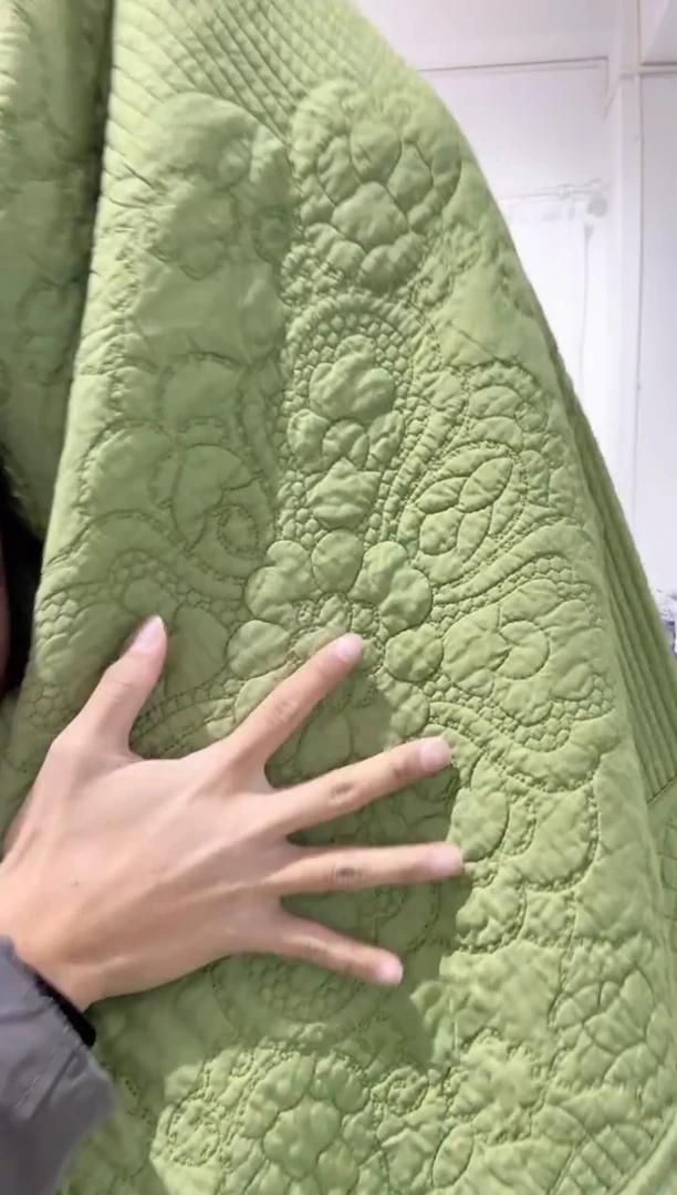 棉230*250纯棉床盖101号微瑕绿色