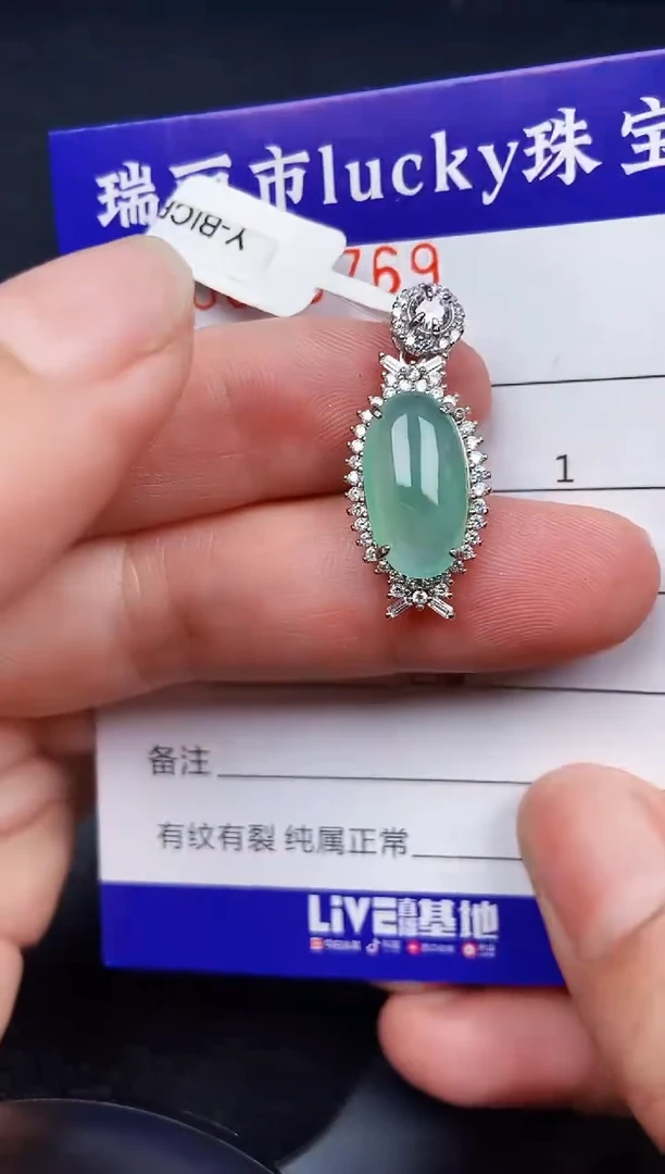 翡翠银S925镶嵌颈饰9769