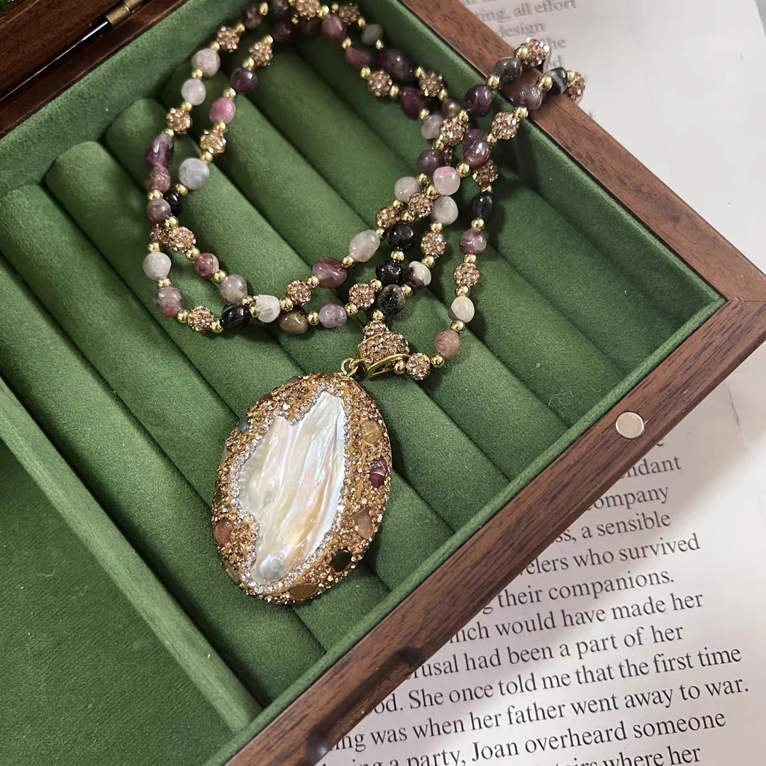 AIYO 法式小众个性天然巴洛克 民族风复古项链女