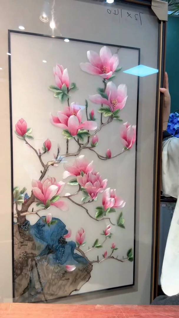 圆形非遗苏绣手工刺绣挂画