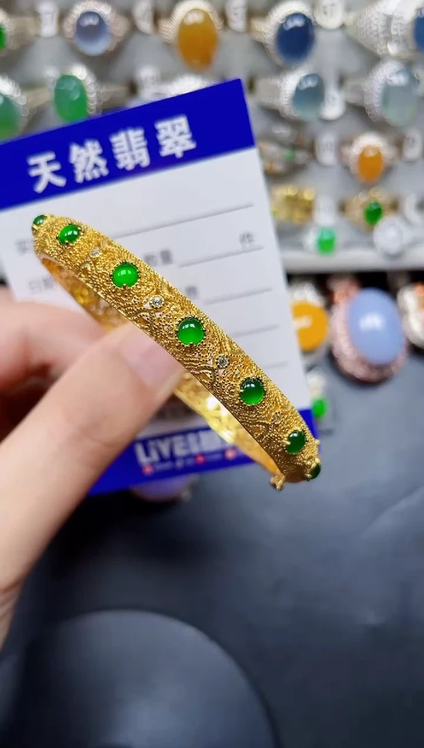 银S925镶嵌手镯翡翠223