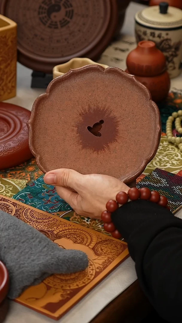 茶杯紫砂宽堂紫砂 桃花泥干泡台