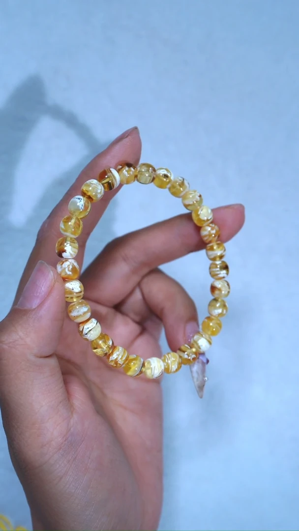 未镶嵌琥珀手链典藏级7mm拉丝妖孽沁色