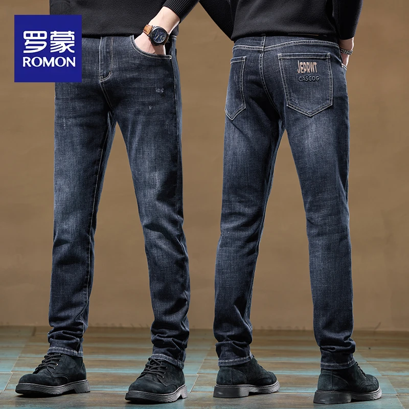 罗蒙春秋季牛仔裤男士2025新款修身直筒长裤时尚百搭休闲裤子男款