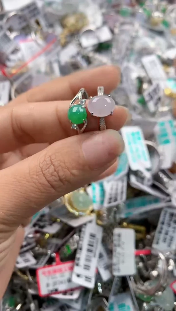 银S925镶嵌戒指翡翠222     6