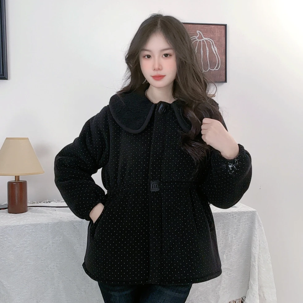 【翻领波点】家居服套装女士收腰拉链加绒加厚可外穿家居服冬季