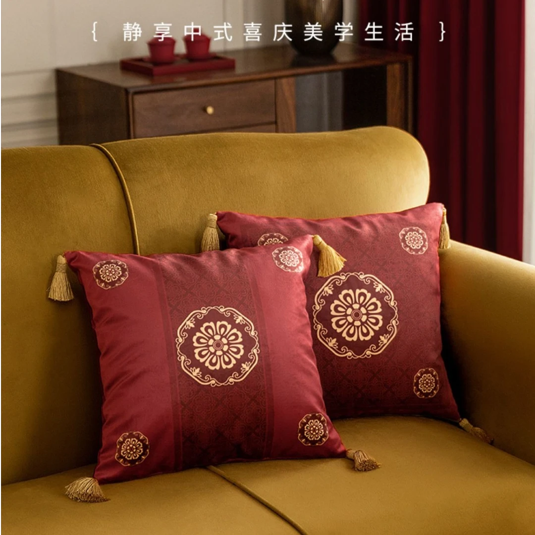 名堂东方福锦红色氛围感新中式客厅沙发抱枕套婚房喜庆中国风靠枕