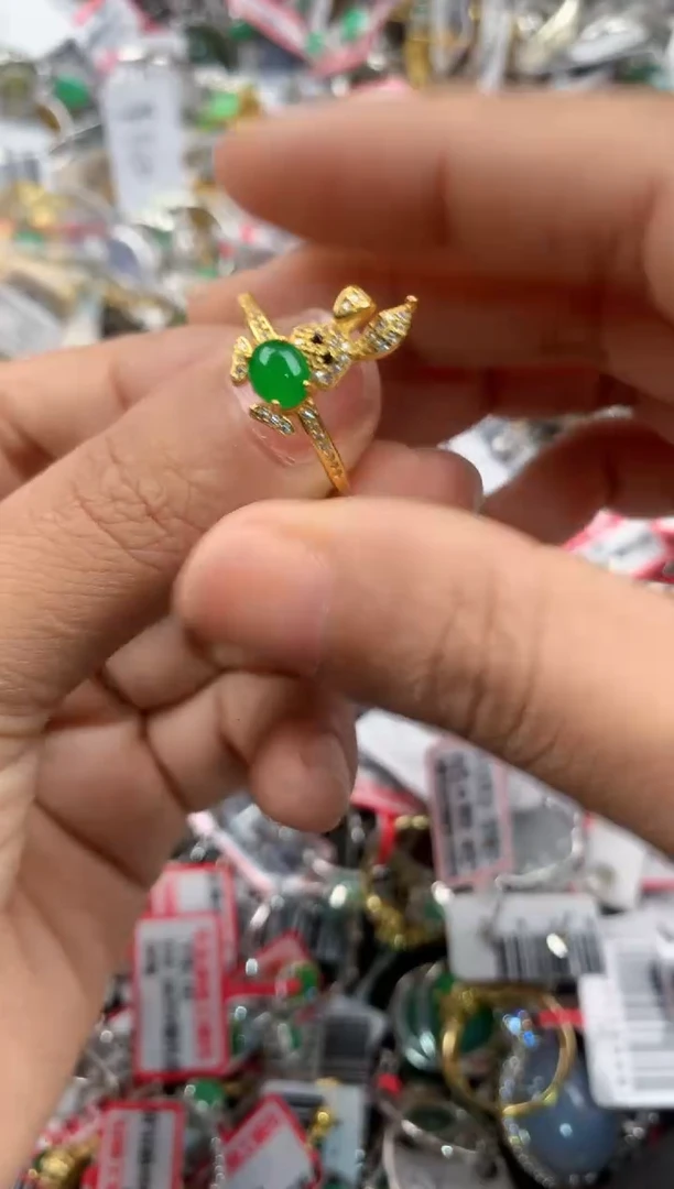 银S925镶嵌戒指翡翠222---2