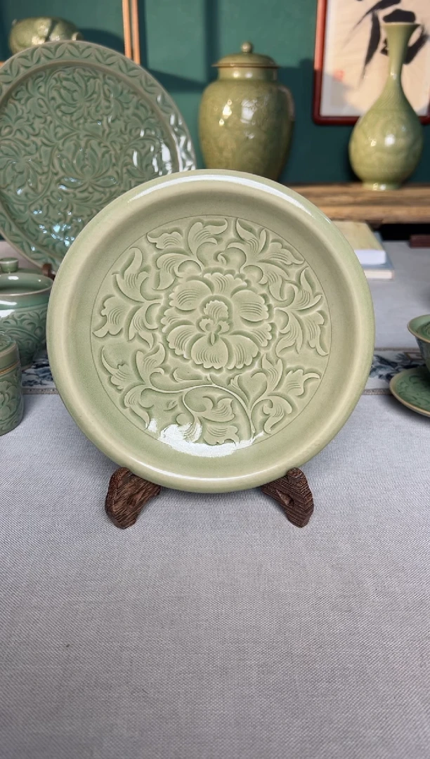 【闪购商品】其他纯手工内外双刻牡丹壶承赏盘微瑕福利