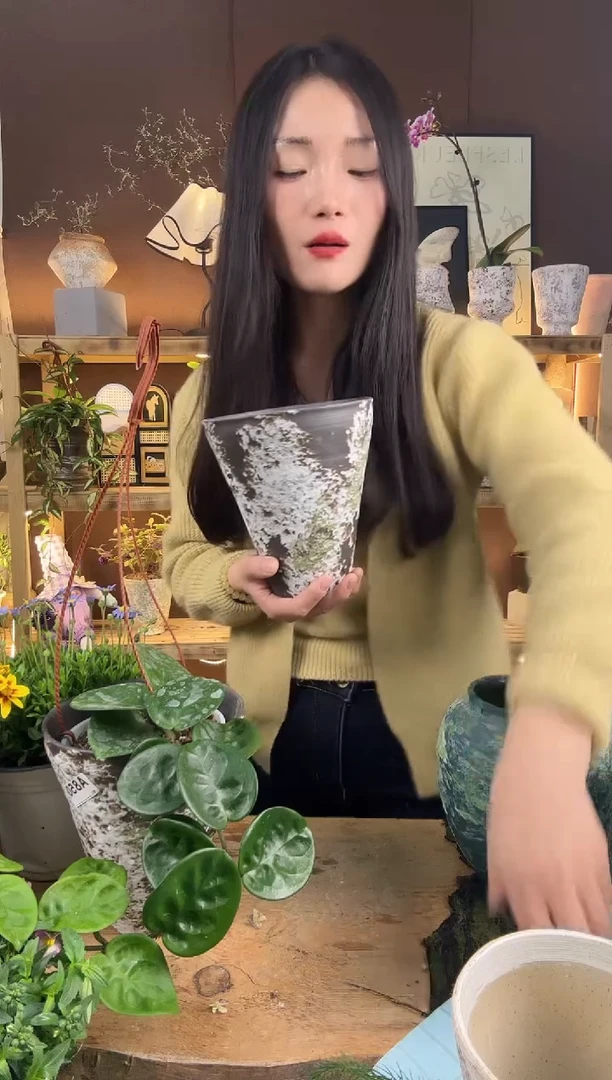 无花朵樱****2编号 697    景德镇手绘花盆