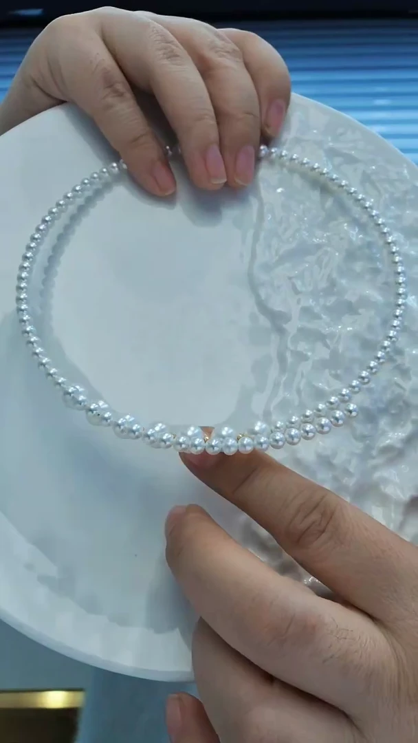 颈饰18K金镶嵌淡水珍珠珍珠项圈