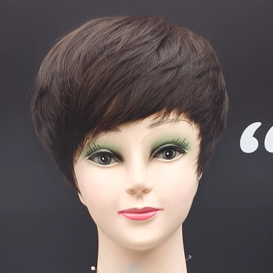 全手织真人发纹理直发、轻纹理、蓬松直发假发套时尚款