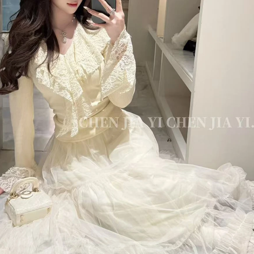 【JIAYI】仙女花边百搭半身裙