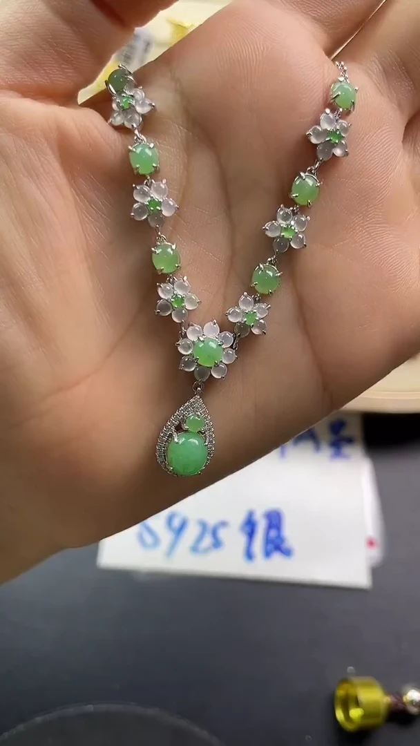 银S925镶嵌戒指翡翠翡翠 蛋面 银S925镶嵌