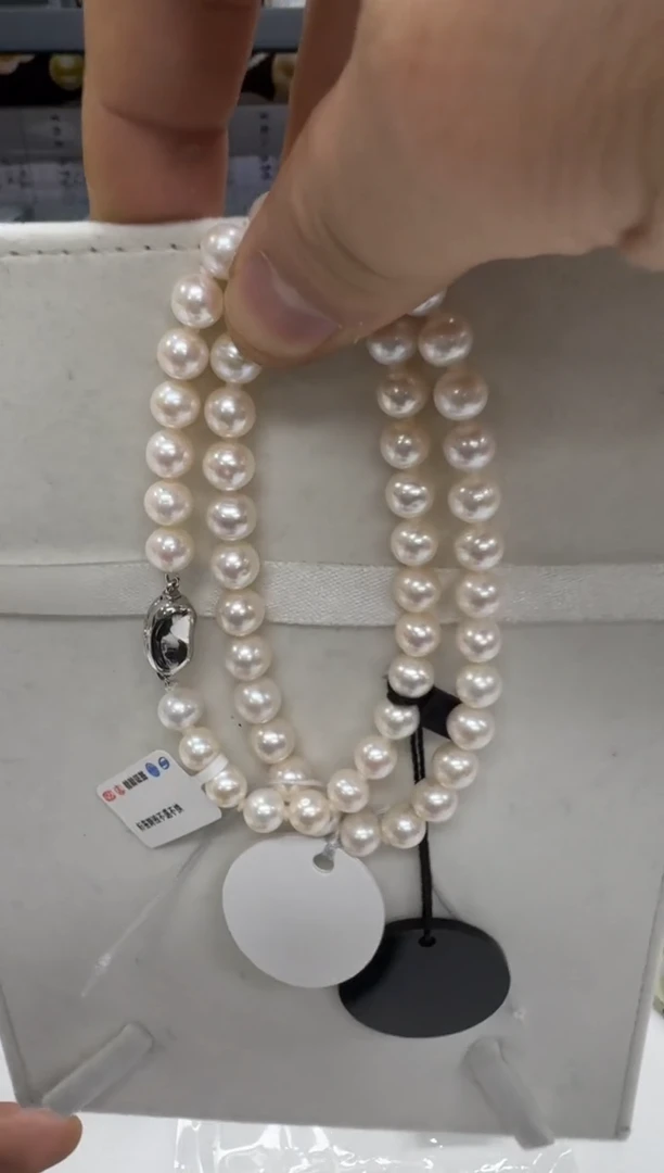 【闪购商品】淡水珍珠项链银S925镶嵌8-9mm 精品