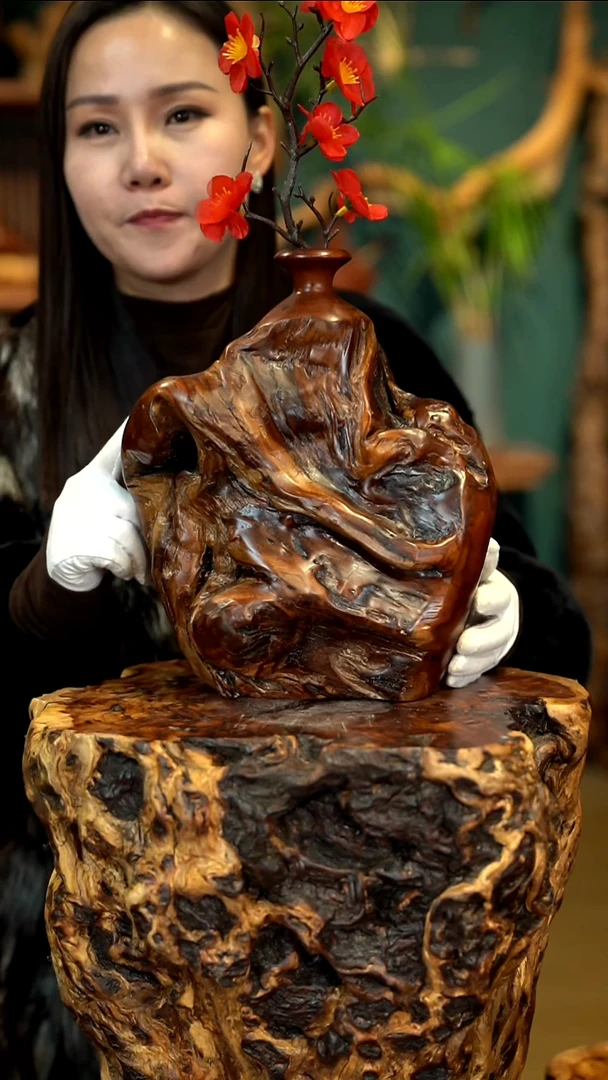 木雷击枣木小口瓶