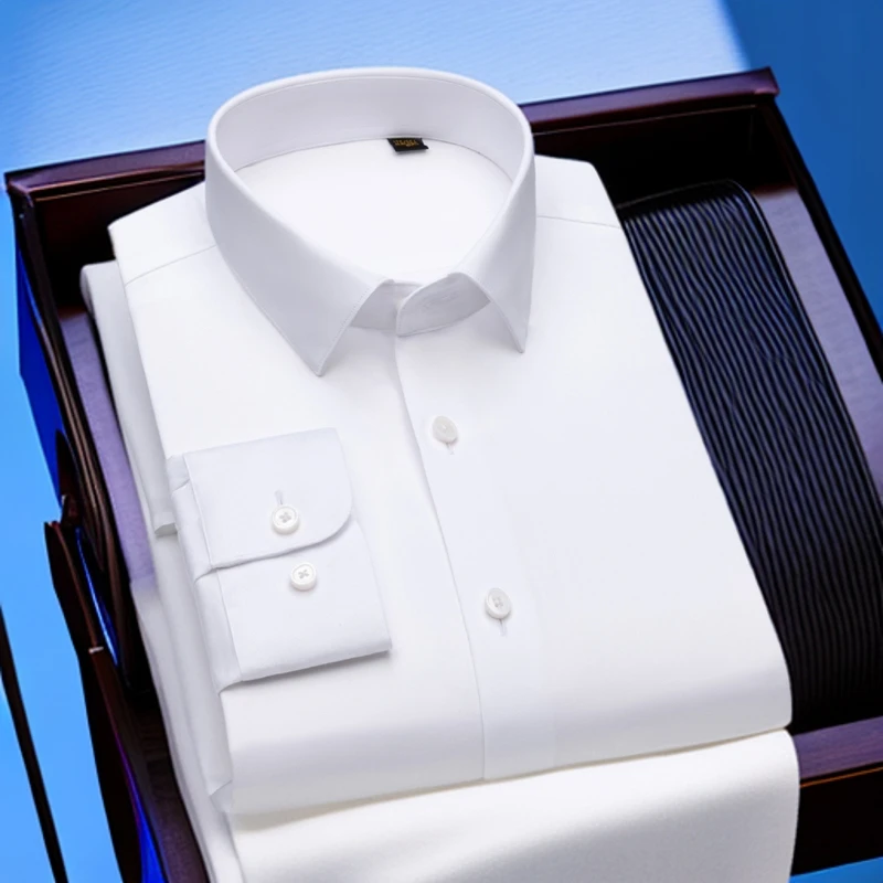 新品高端系列300支6股纯棉免烫男士衬衫纯色长袖衬衫