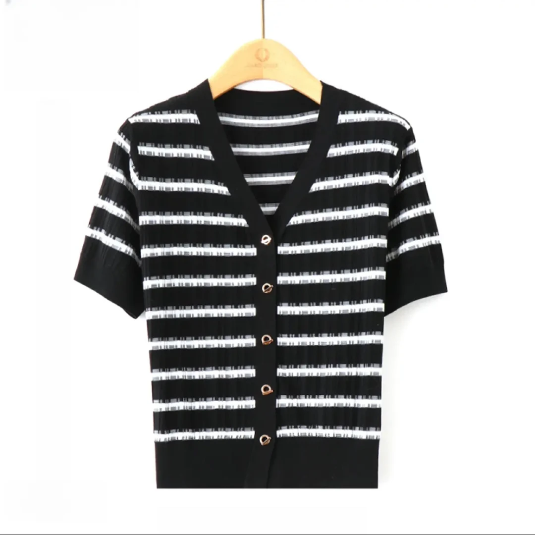 3条纹短袖轻薄短袖上衣女