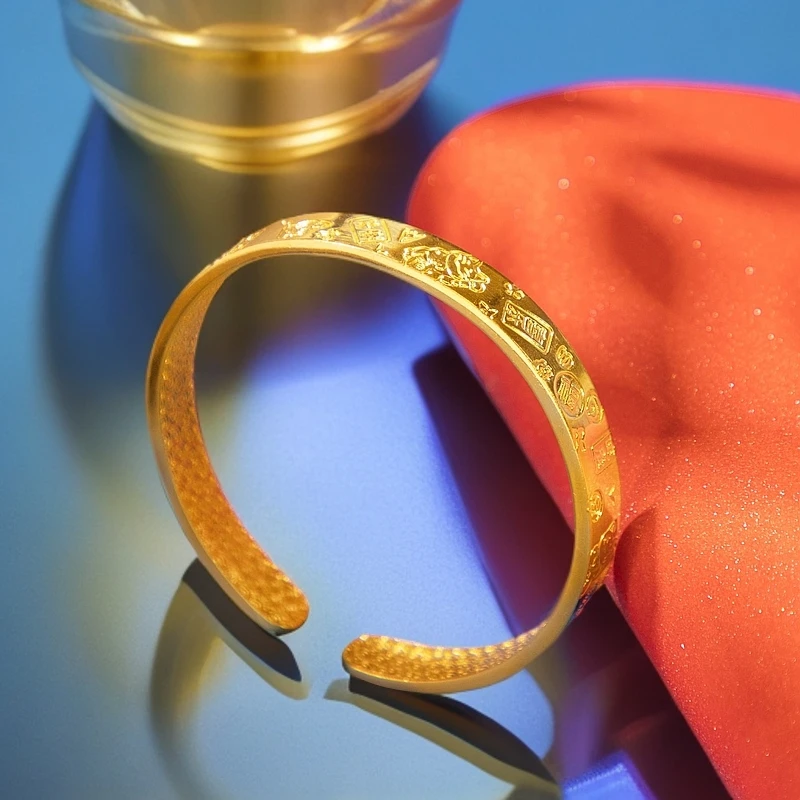 足银手镯 热卖款暴富暴美开口手工实心手镯吉言女款时尚百搭女士