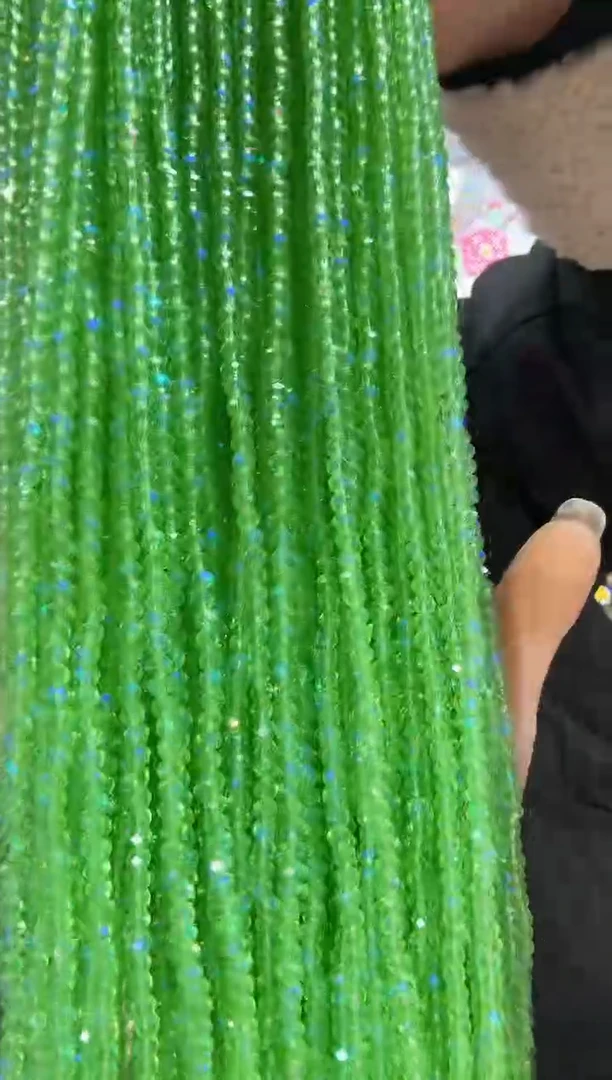 玻璃26112 卡4果绿微光水晶10条