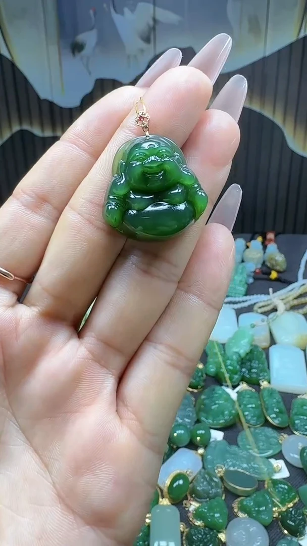 【闪购商品】和田玉吊坠(不含链)18K金镶嵌1