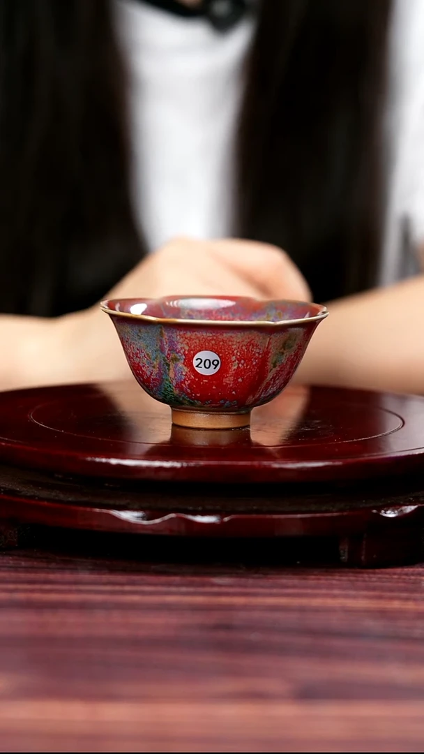209#李朝斐一级品原矿钧瓷花口杯