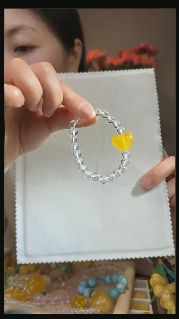 【闪购商品】水晶手串未镶嵌天然白水晶搭配爱心手串