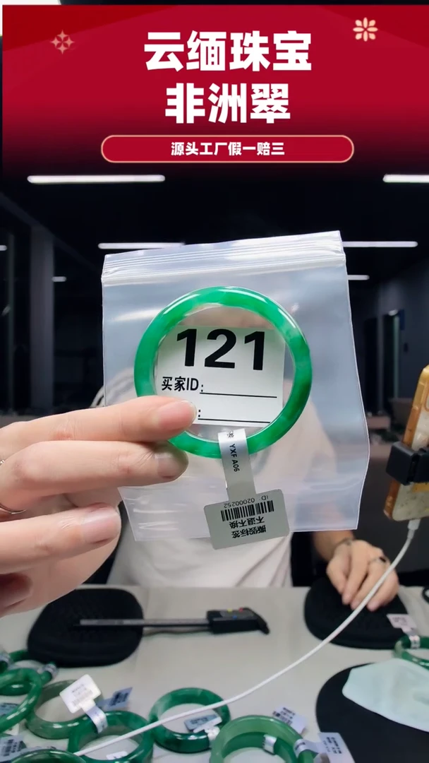 未镶嵌手镯石英质玉（非洲翠）54圈口121