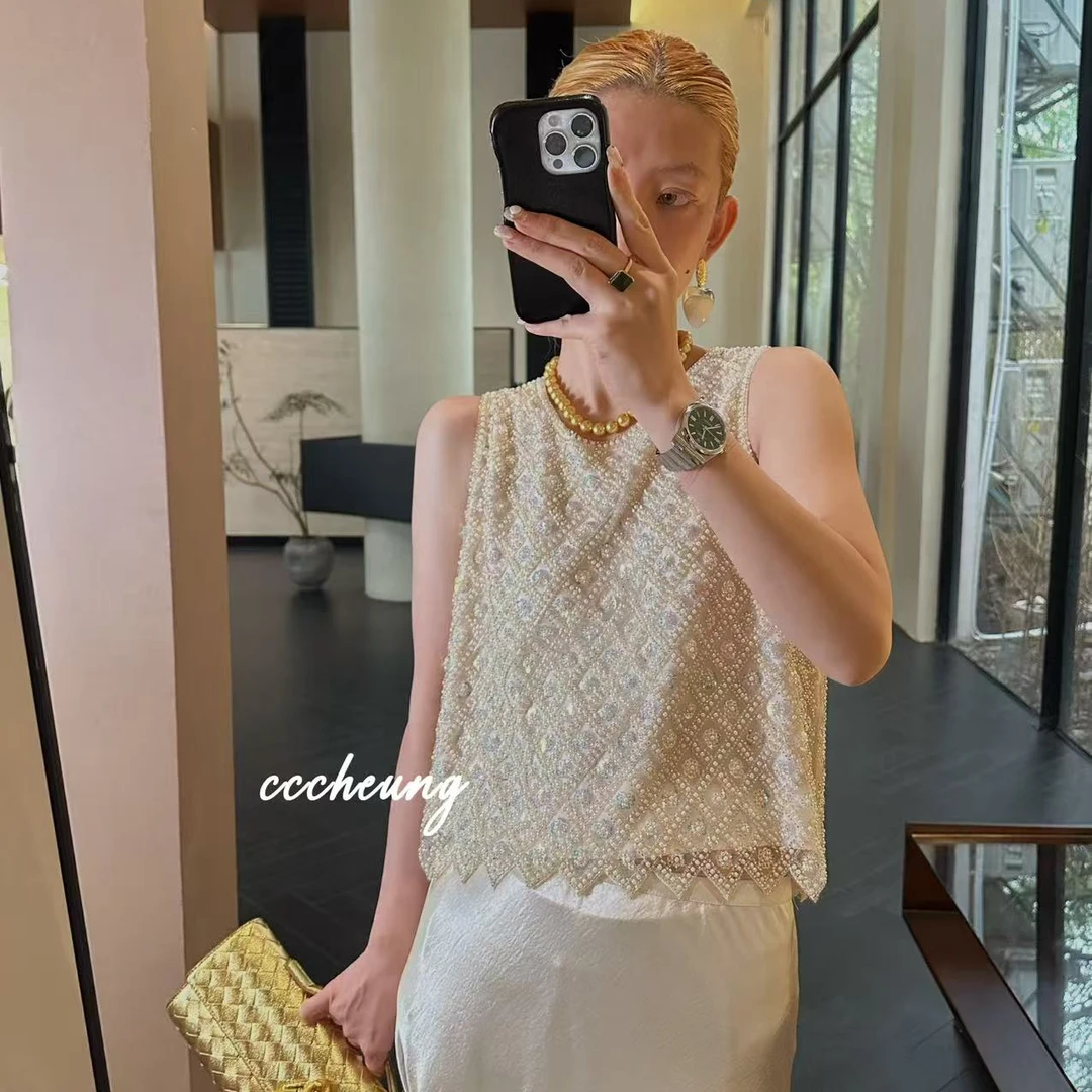 【喜一兮】杏羽星缀 小众设计感春夏马甲背心女重工小衫女5DA-M026