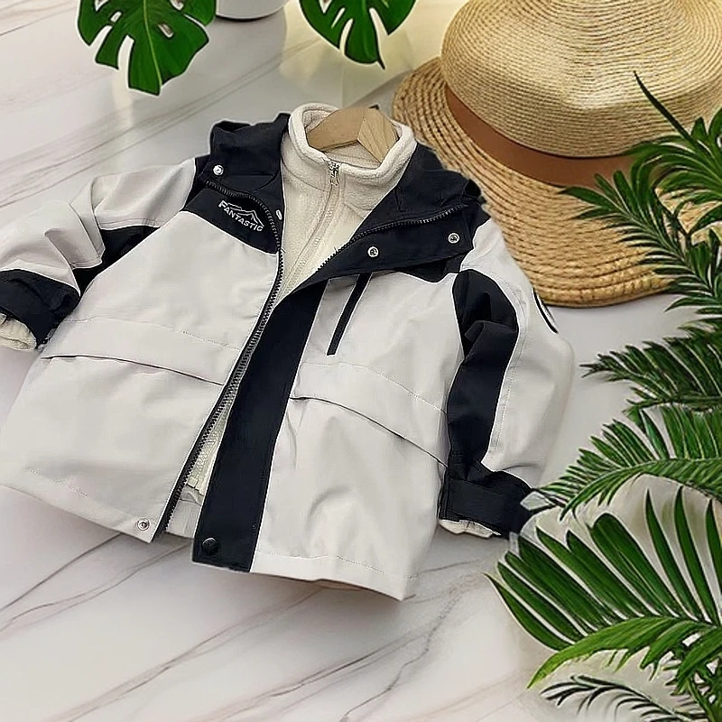 501160《现》韩版儿童休闲舒适百搭加厚保暖时尚冬季冲锋衣外套