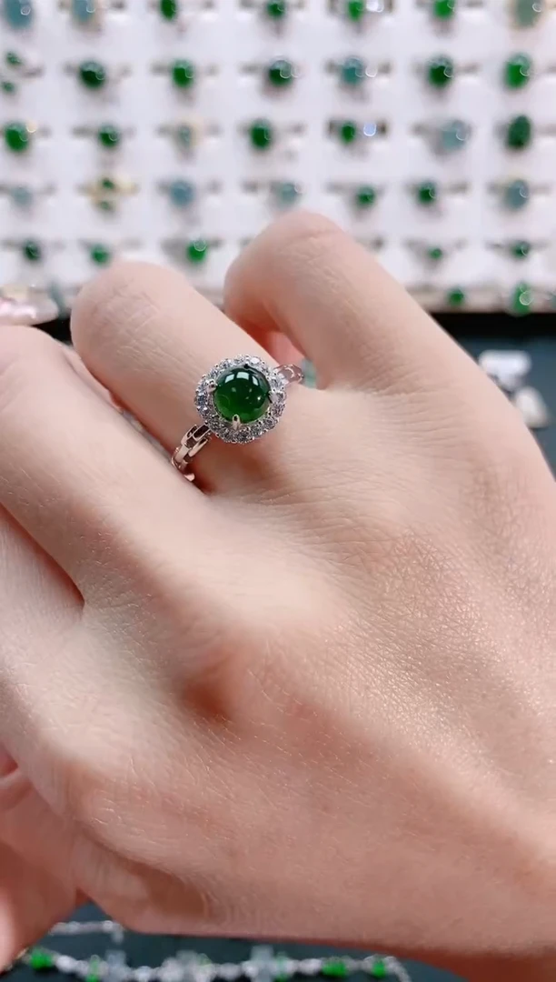 【闪购商品】翡翠戒指银S925镶嵌天然翡翠