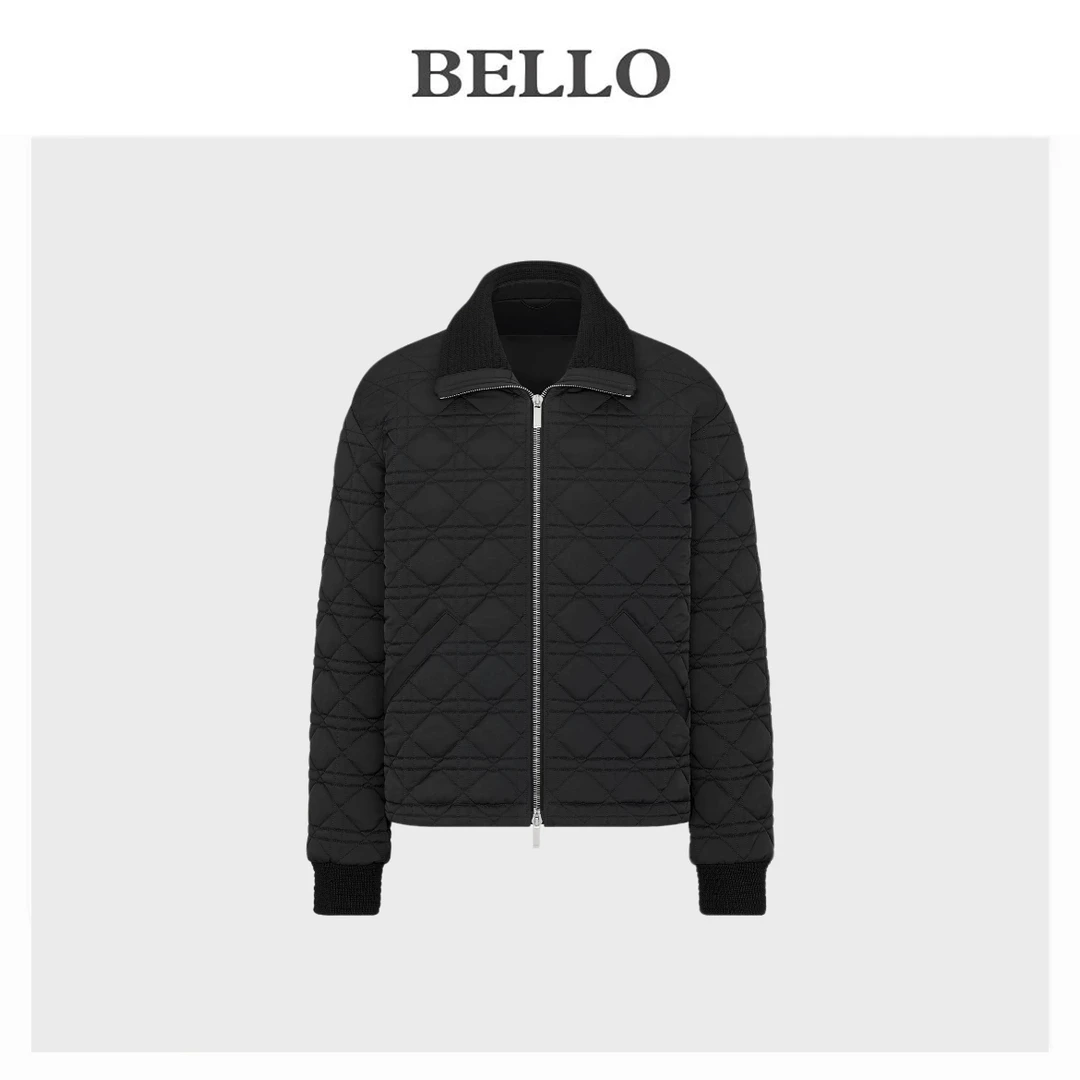 BELLO TESSU简约时尚蚕丝棉腾格纹夹克EXHM9927