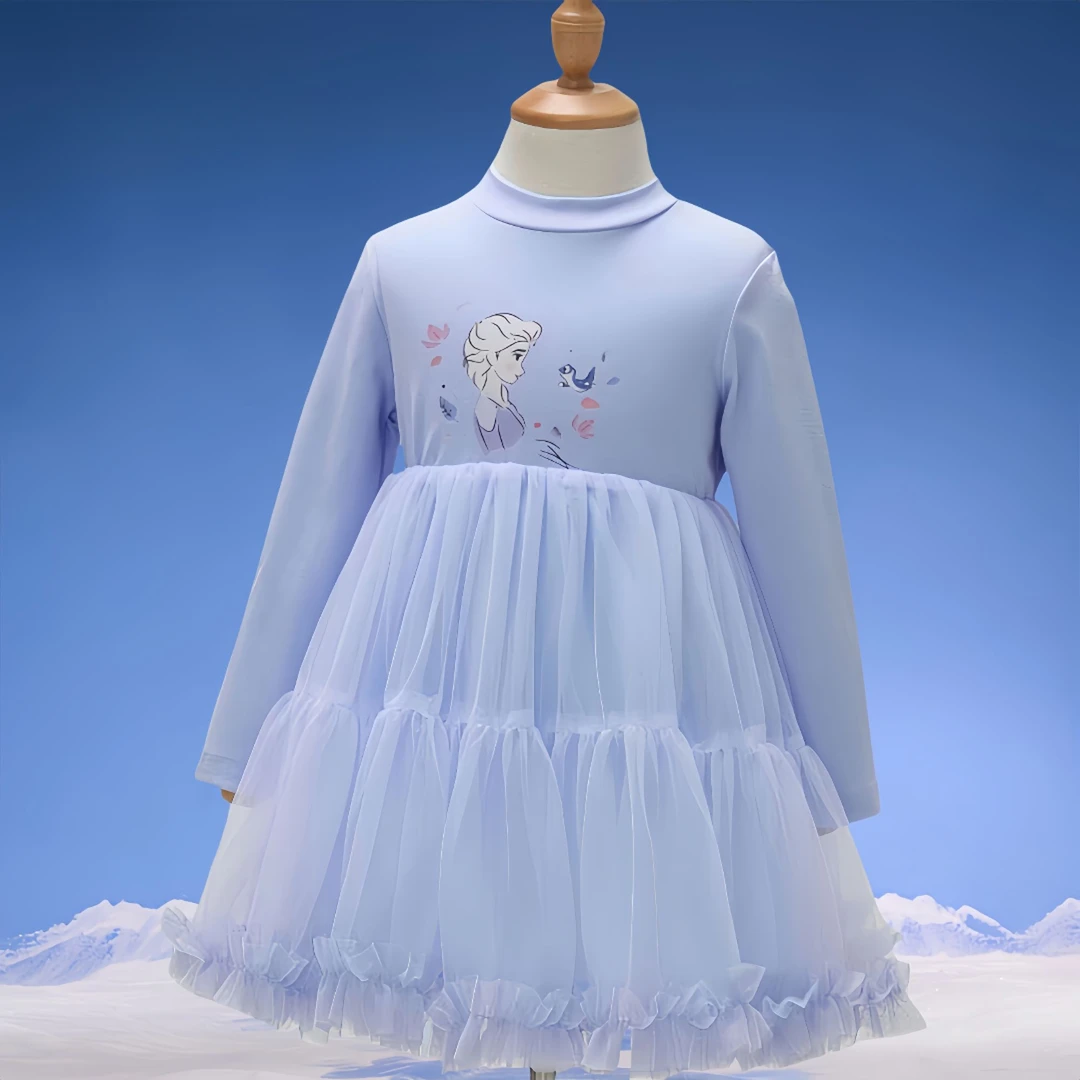 冰雪奇缘正品女童新款儿童洋气休闲艾莎公主连衣裙