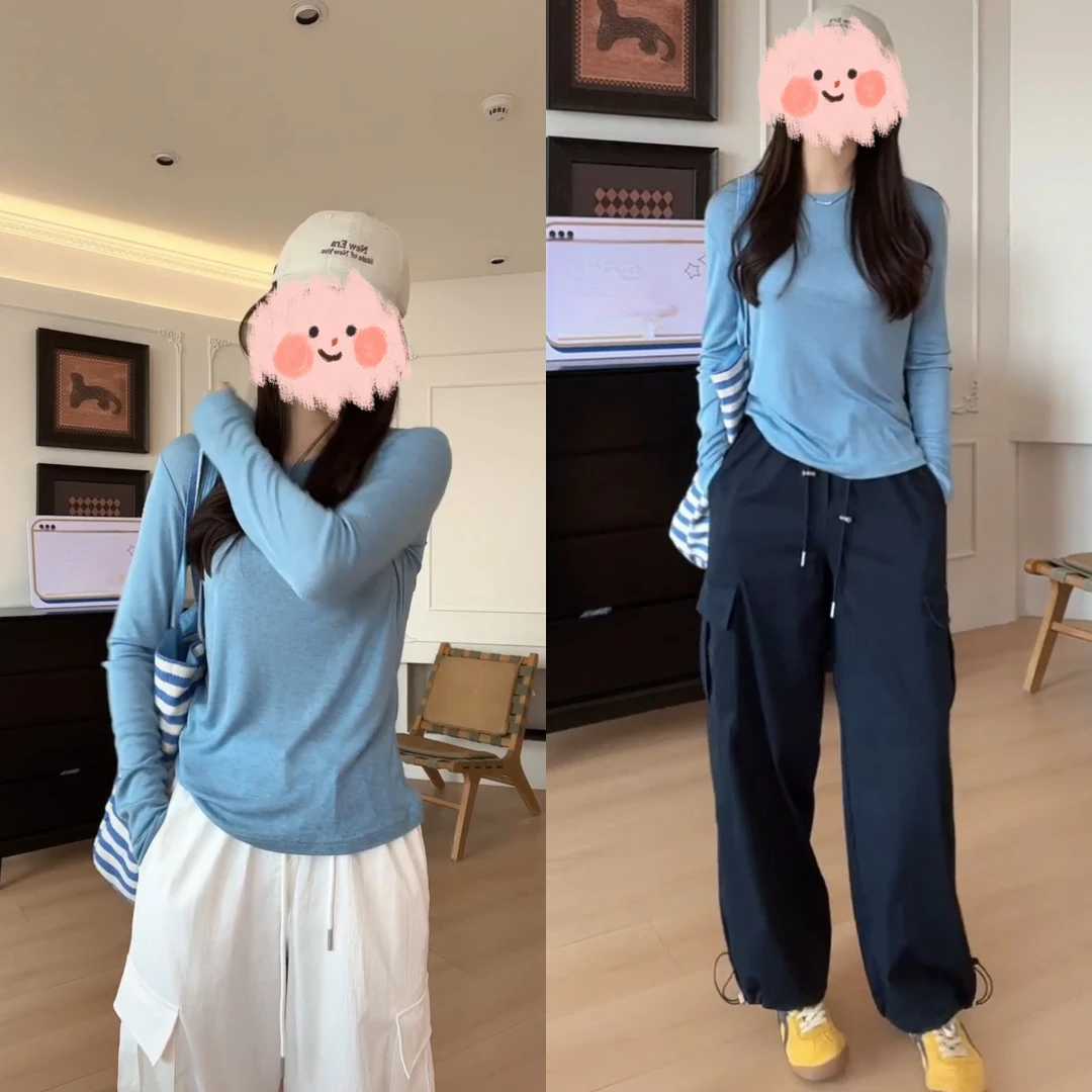 上班族通勤风女装高级感防晒衫t恤工装裤两件套时尚休闲2025新款